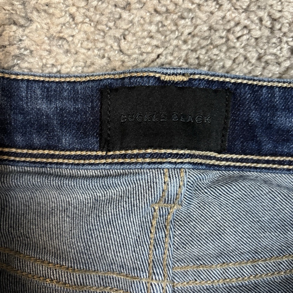 Buckle Black Fit 76 Skinny Jeans Women 30 Blue Faded Candiani Italian Denim Moto - Picture 5 of 12